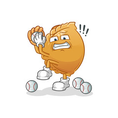 dumpling baseball pitcher cartoon. cartoon mascot vector