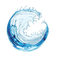 Water Liquid Splash In Sphere Shape Isolated On White Background