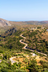 Wall Mural - Mountain road over the highlands of the Greek island of Kythira