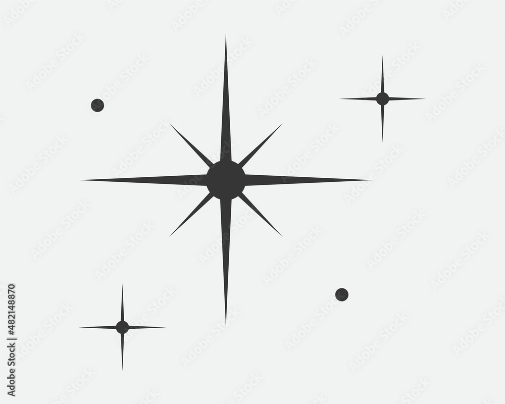Stars vector icon. Abstract star symbol black and white. Galaxy collection  sign. Stock Vector | Adobe Stock, image size:1000x800