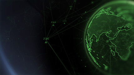 Fototapete - Technology Digital Earth Data Transmission Line Network Communication Signal Transfer Illustration Background.