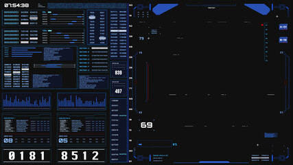 Wall Mural - hud ui futuristic screen element virtual reality template. explorer navigation screen for game, grap