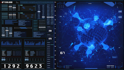 Leinwandbilder - HUD Futuristic DNA Molecule Structure System Analysis Interface Digital Technology System Display Illustration.