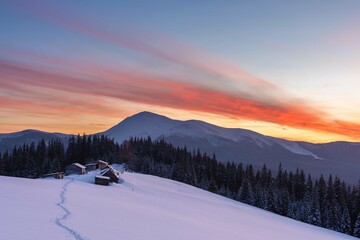 Wall Mural - beautiful winter views of the high tatra mountains with tourists, skiers and amazing states of natur