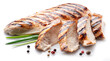 © volff - Grilled chicken fillet with herbs isolated on white background.