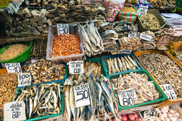 Wall Mural - Colorful Kandy Municipal Central Market. Dry food, seasonings and other stuff related to food. Sri Lanka