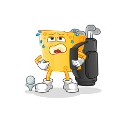 Poster - cheese with golf equipment. cartoon mascot vector