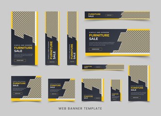 moden furniture sale web banner template set, vertical google web banner design or social media cove