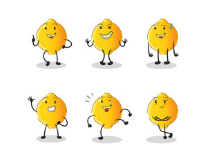 Wall Mural - lemon happy set character. cartoon mascot vector