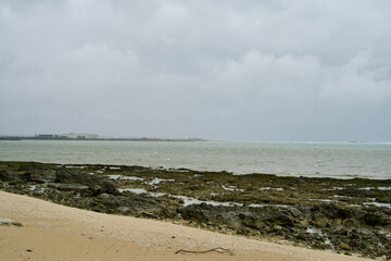 Sticker - Beach and sea with bad wether.
The typhoon is coming. 