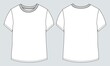 © ClothingArtStudio  - Regular fit Short sleeve T-shirt technical Sketch fashion Flat Template With Round neckline Front and back view. Clothing Art Drawing Vector illustration basic apparel design Mock up.