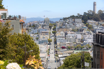 View from the top of Lombard Street and Montclair Terrace - San Francisco, California