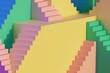 Minimalistic abstract staircase colorful background 3d illustration