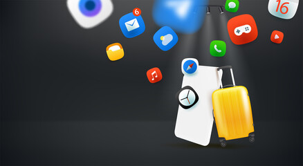 Aufkleber - Vacation with internet concept. Vector banner with copy space