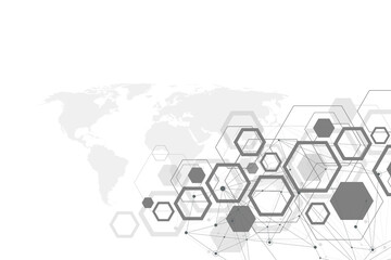 Aufkleber - Abstract polygonal background with connected lines and dots. Minimalistic geometric pattern. Molecule structure and communication. Graphic plexus background. Science, medicine, technology concept.
