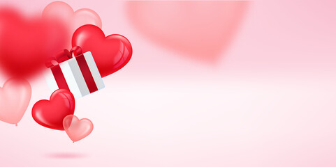 Aufkleber - Valentines Day banner with copy space. 3d vector illustration
