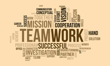 Teamwork Word Cloud Template. Business Concept Vector Background.