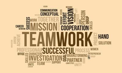 teamwork word cloud template. business concept vector background.