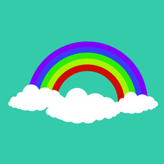 Wall Mural - Rainbow with clouds icon. isolated on background. Vector illustration.
