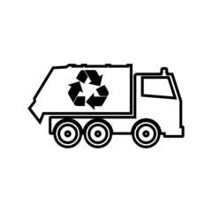 Sticker - Recycling truck icon isolated on white background