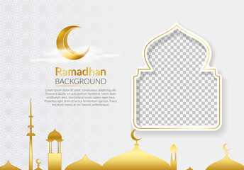 Wall Mural - Ramadan kareem background with moon and mosque, islami window with copy space