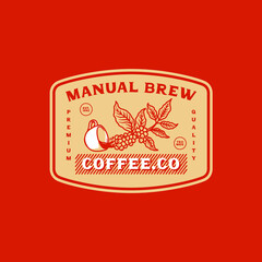 Hand Drawn Vintage Manual Brew Coffee Shop Logo Badge