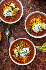 Wall Mural - Traditional chili soup with meat and red beans