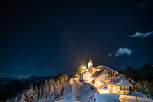 Monte Lussari Night View At Winter Time