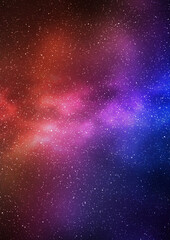 Wall Mural - night starry sky and bright blue red galaxy, vertical background