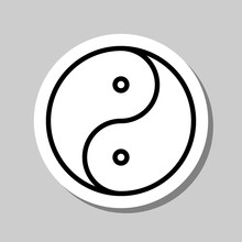 Yin Yang Simple Icon Vector. Flat Desing. Sticker With Shadow On Gray Background.ai