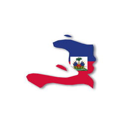 Canvas Print - Haiti national flag in a shape of country map