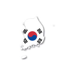 Wall Mural - South Korea national flag in a shape of country map