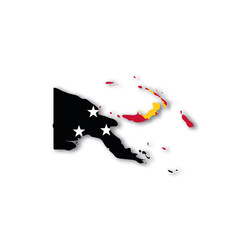 Wall Mural - Papua New Guinea national flag in a shape of country map