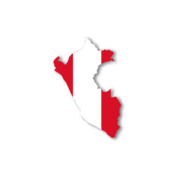 Canvas Print - Peru national flag in a shape of country map