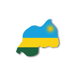 Canvas Print - Rwanda national flag in a shape of country map