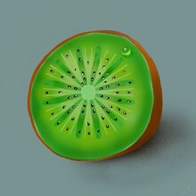 Slice Of Kiwi Fruit
Yummy Art 
Green And Brown
Water Droplet
Kiwi Seeds 