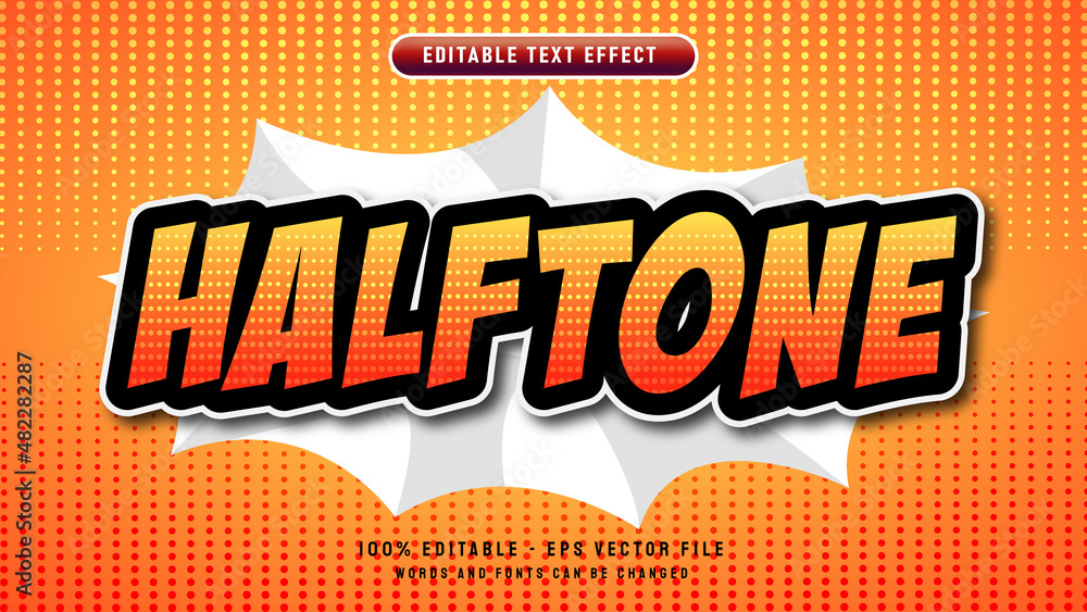Halftone editable text effect with 3d comic cartoon style vector ...