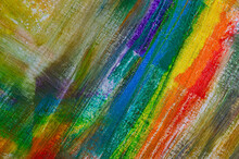 Abstract Rainbow Multicolored Background Formed By Erasing Paints From The Canvas, Short Focus. Not An Art Object, Temporary Effect.