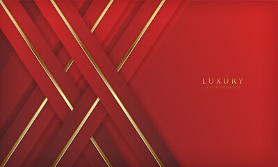 Wall Mural - Elegant diagonal abstract golden line with red shade background and light effect. Modern luxury paper art style for cover, magazine, poster, flyer, invitation, web, banner, card.