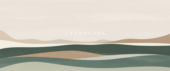 minimal abstract landscape background vector. mountain background with watercolor texture . vector a