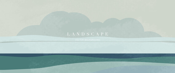 Wall Mural - minimal abstract landscape background vector. mountain background with watercolor texture . vector a