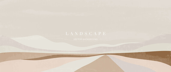 Wall Mural - minimal abstract landscape background vector. mountain background with watercolor texture . vector a