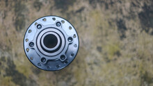 Bicycle Rear Hub, Freehub Shown From The Side Of Brake Disc Flange, Selected Focus With Blur Background