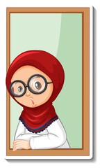 Poster - Muslim girl looking out window