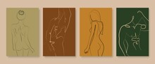 Female And Male Naked Body Line Drawing Set. Body Nude Modern Line Art Drawing For Wall Decor, Prints, Posters. Woman And Man Line Art Set. Abstract Minimal Bedroom Decor Print. Vector EPS 10