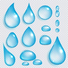 Pure Transparent Water Drops, Rain Bubble Or Liquid Droplet. Set Of Clear Aqua Or Tear Blob Different Shape And Form