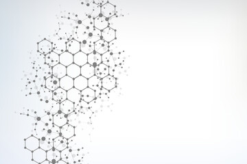 Wall Mural - modern futuristic background of the scientific hexagonal pattern. virtual abstract background with p