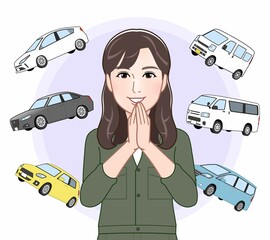 いろいろな車を選ぶ主婦