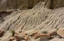 Geological Striations Through Rock Formation In North Dakota