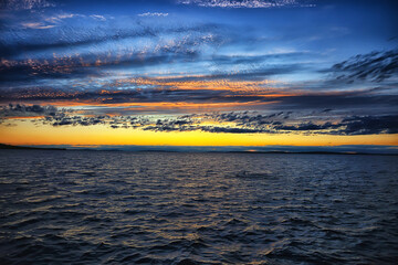 Wall Mural - summer sunset lake, nature, beautiful sky